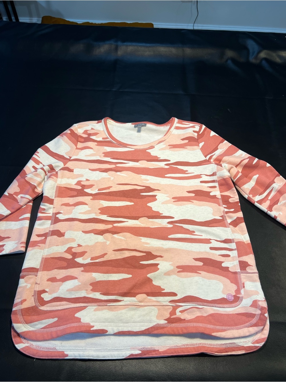 T by Talbots Pink Camo 3/4 Sleeve Top Size Medium Petite